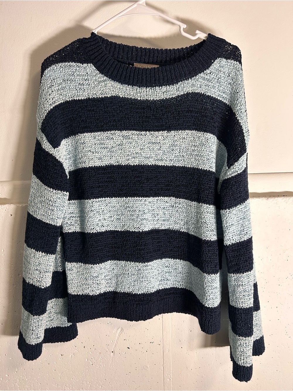 J. Crew Striped Crewneck Sweater - Navy & Blue